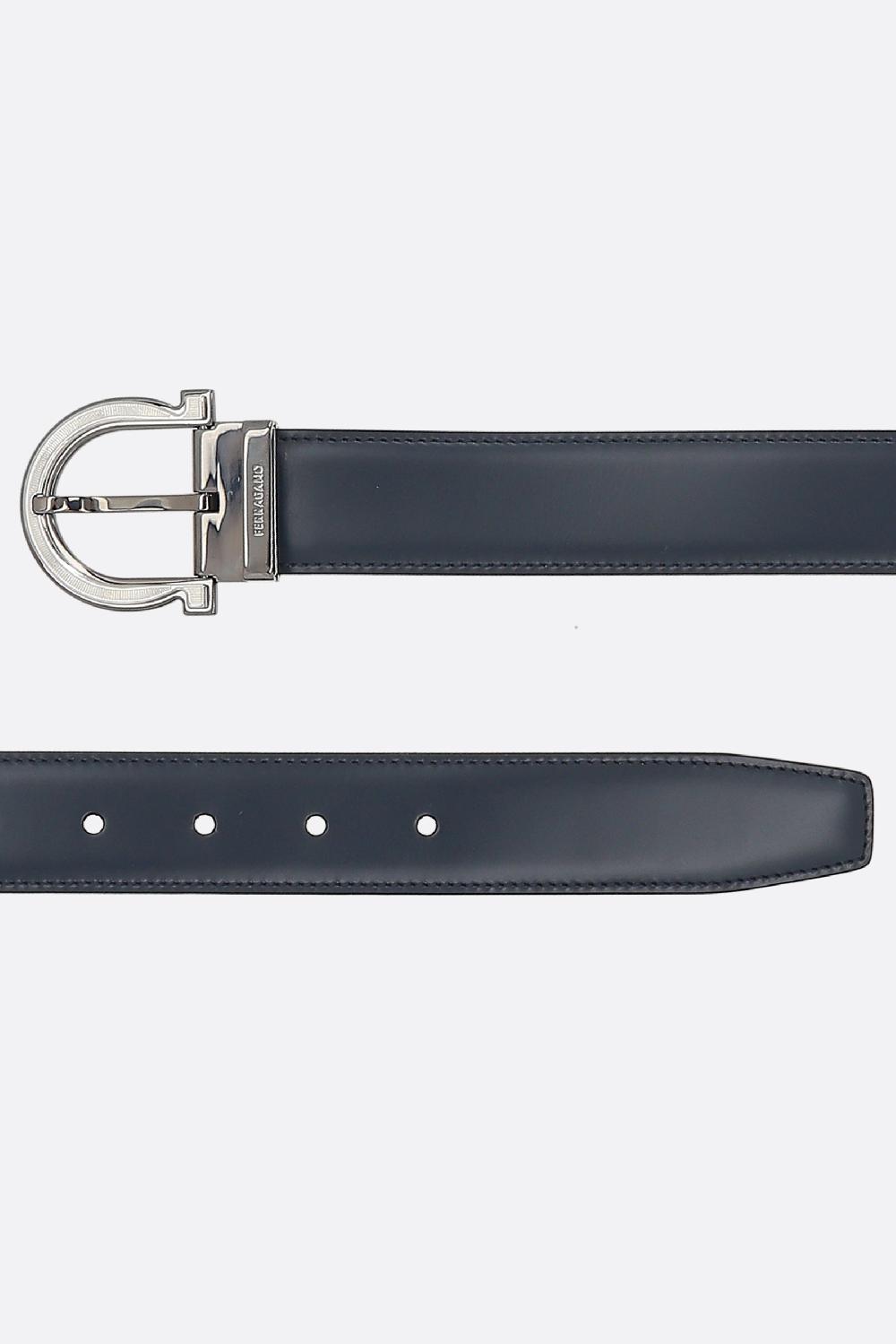 FERRAGAMO Cintura Reversibile Gancini In Pelle Liscia E Martellata