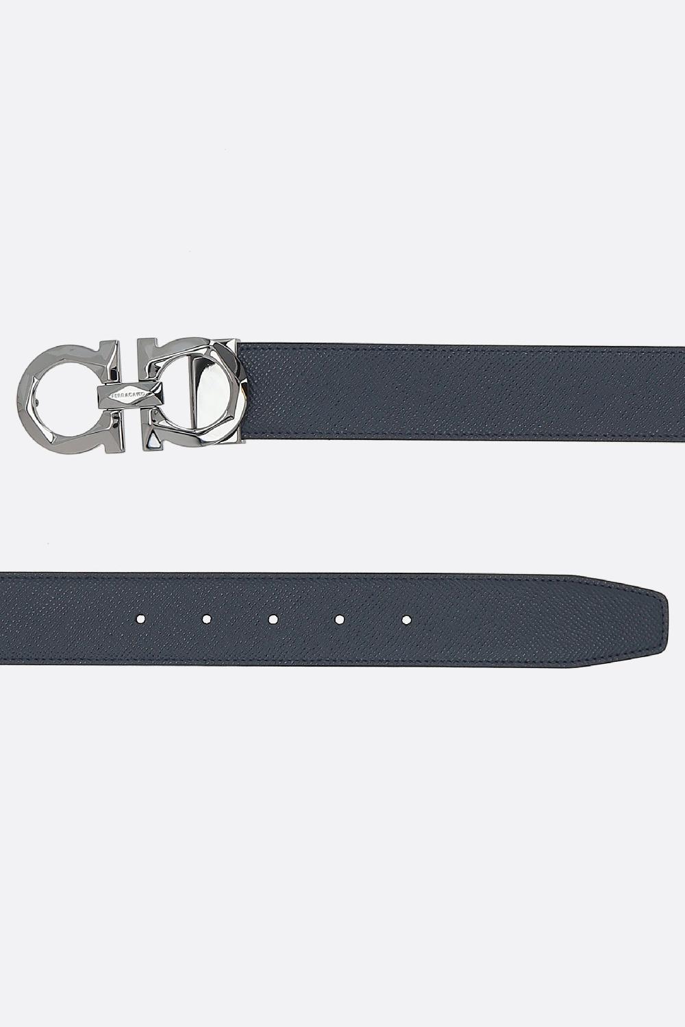 FERRAGAMO Cintura Reversibile Gancini In Pelle Martellata