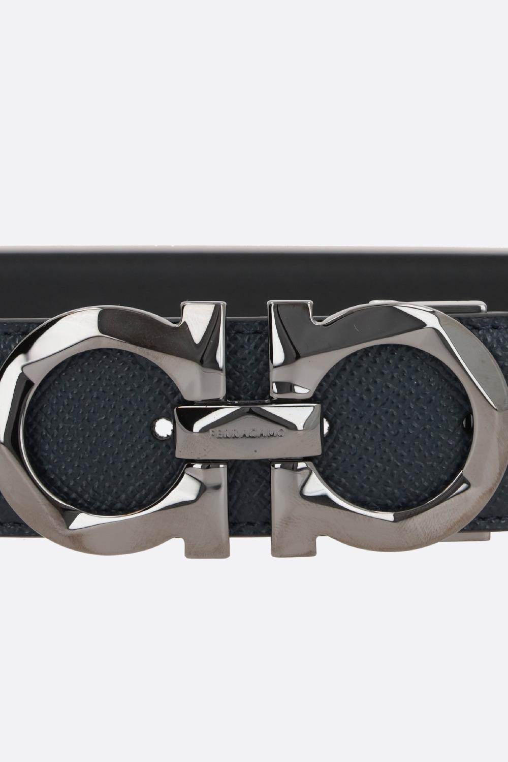 FERRAGAMO Cintura Reversibile Gancini In Pelle Martellata