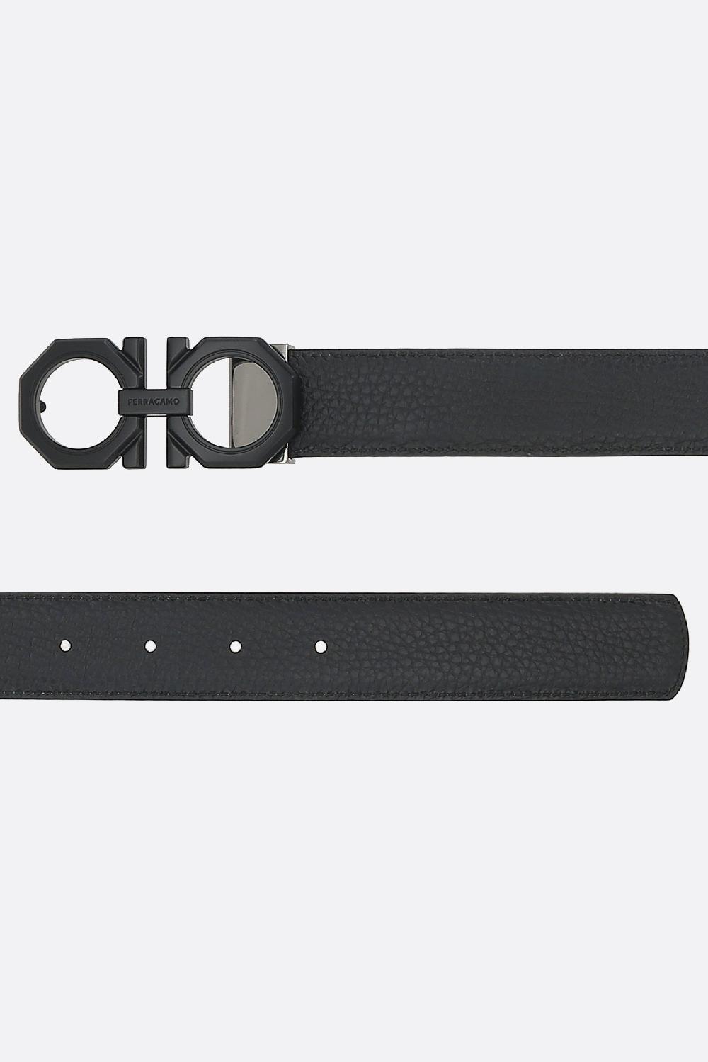 FERRAGAMO Cintura Reversibile Gancini In Pelle Martellata E Liscia