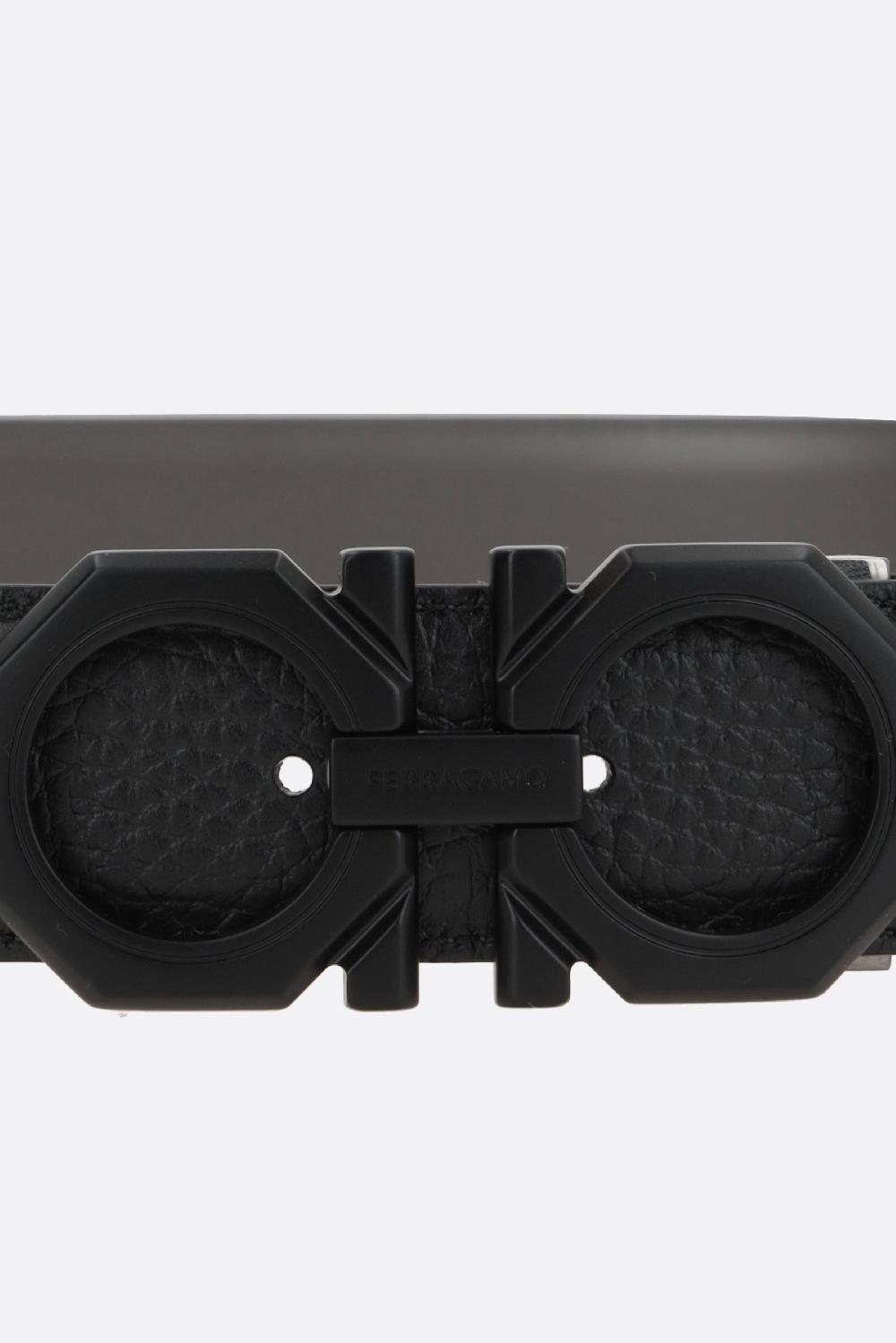 FERRAGAMO Cintura Reversibile Gancini In Pelle Martellata E Liscia