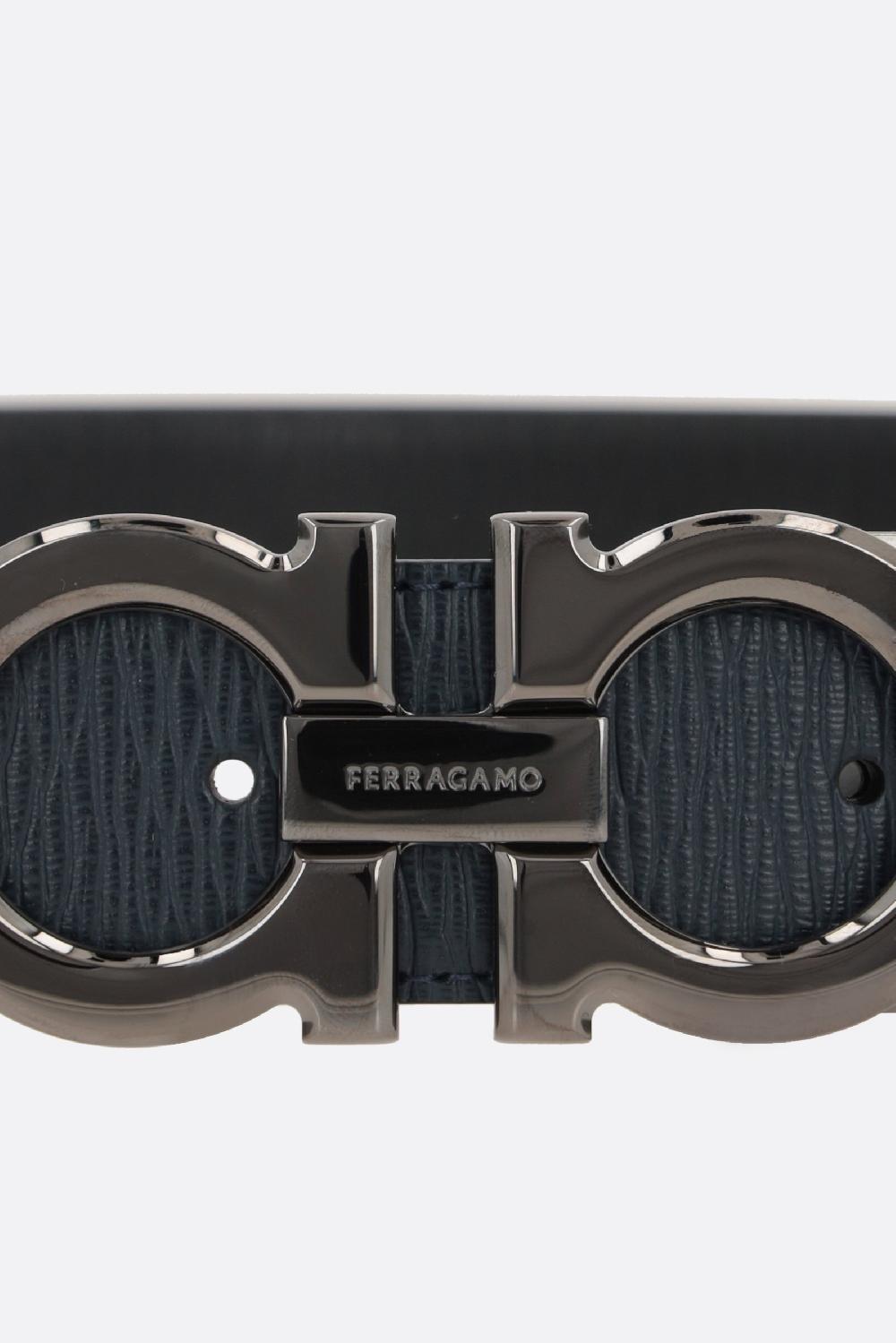 FERRAGAMO Cintura Reversibile Gancini In Pelle Texturizzata