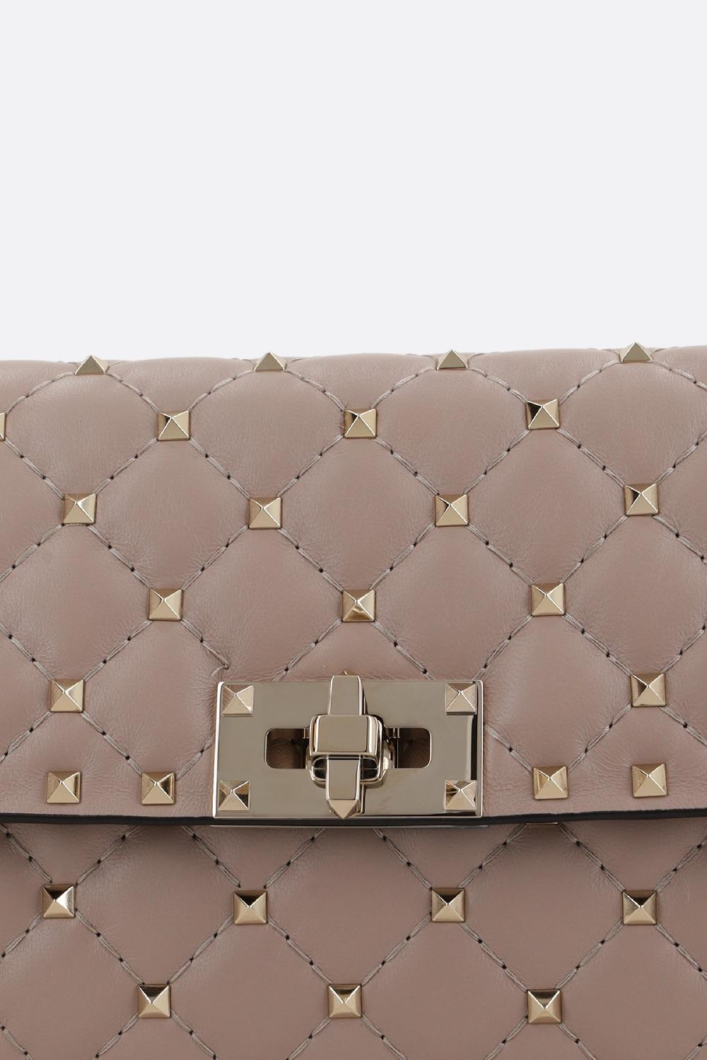 VALENTINO GARAVANI Clutch Con Catena Rockstud Spike In Nappa Matelassé
