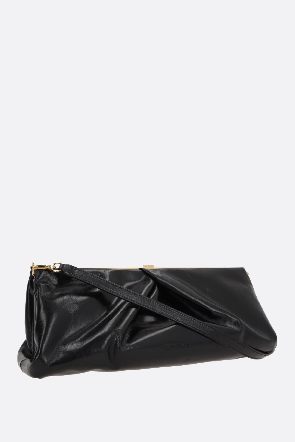 DRIES VAN NOTEN Clutch In Pelle Lucida Con Drappeggi
