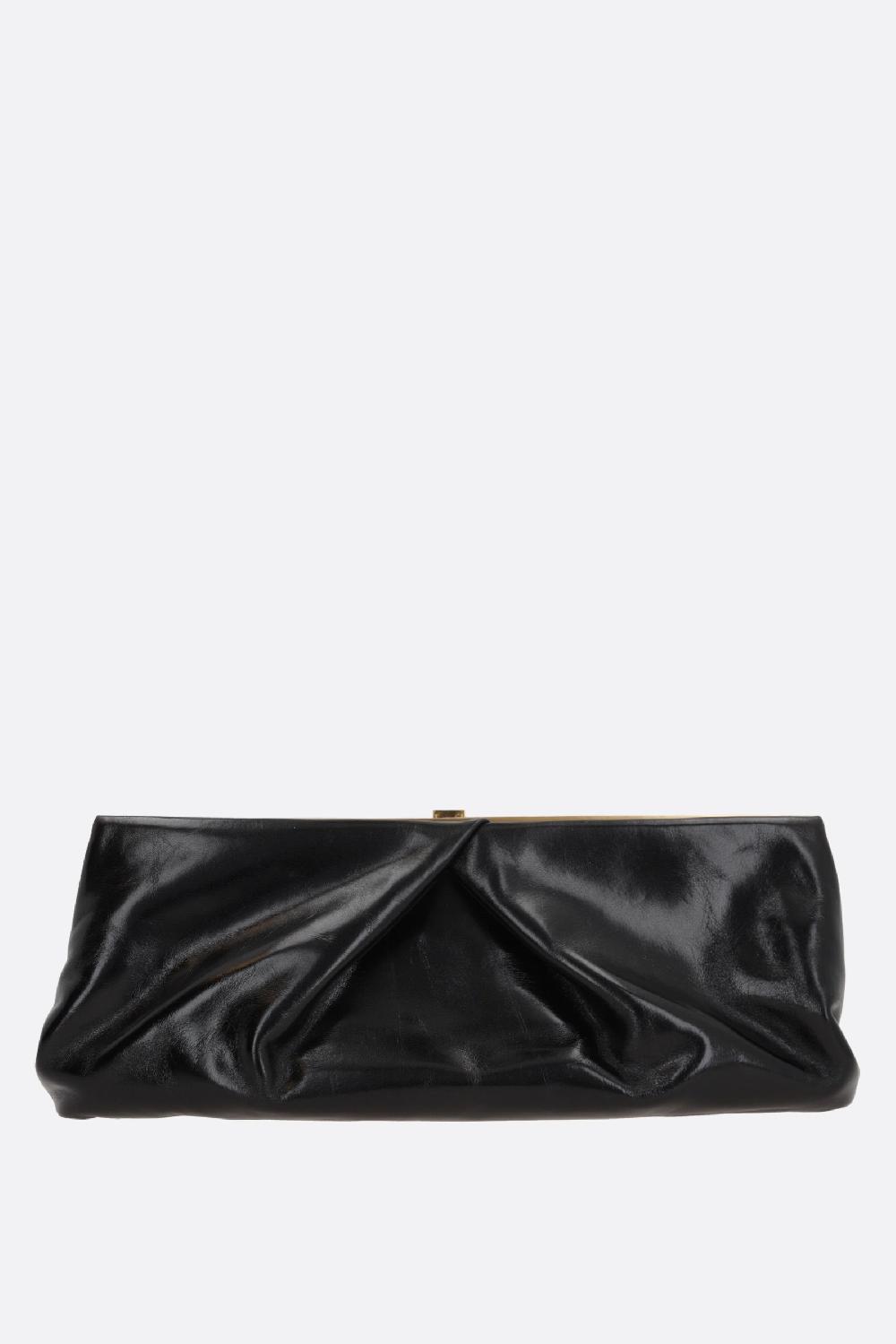 DRIES VAN NOTEN Clutch In Pelle Lucida Con Drappeggi