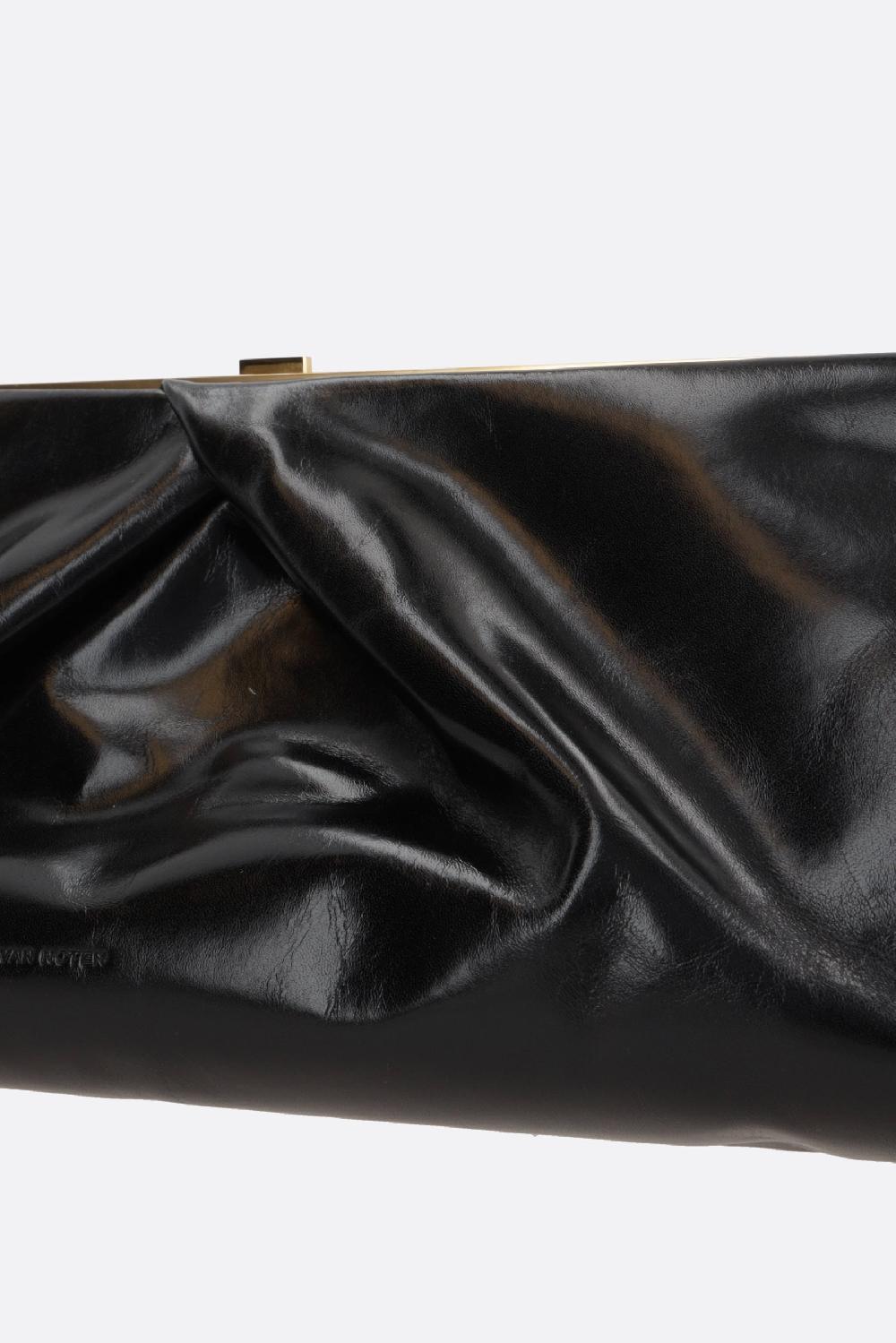 DRIES VAN NOTEN Clutch In Pelle Lucida Con Drappeggi