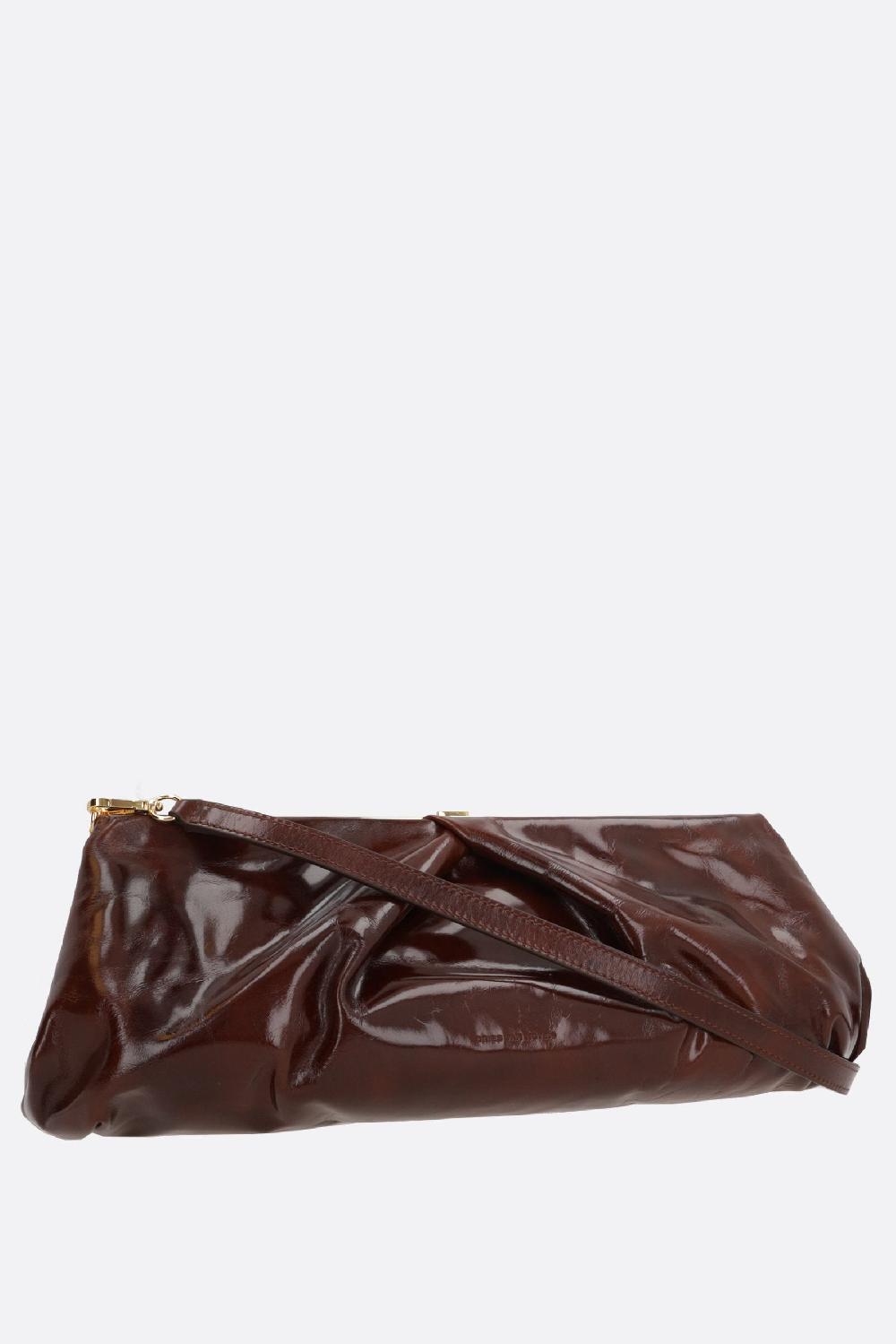 DRIES VAN NOTEN Clutch In Pelle Lucida Con Drappeggi