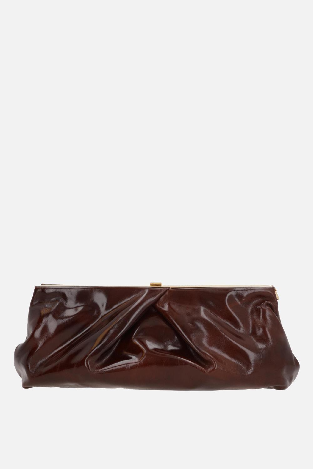 DRIES VAN NOTEN Clutch In Pelle Lucida Con Drappeggi