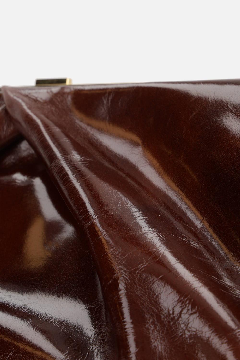 DRIES VAN NOTEN Clutch In Pelle Lucida Con Drappeggi