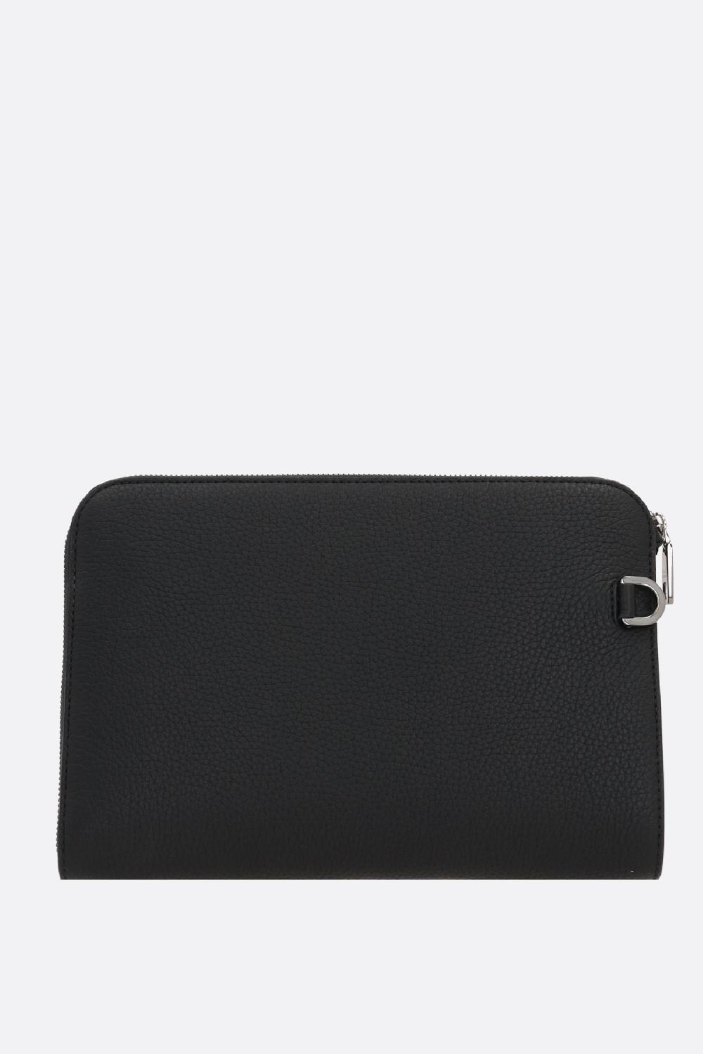 DOLCE & GABBANA Clutch Media In Pelle Martellata Ricamo DG