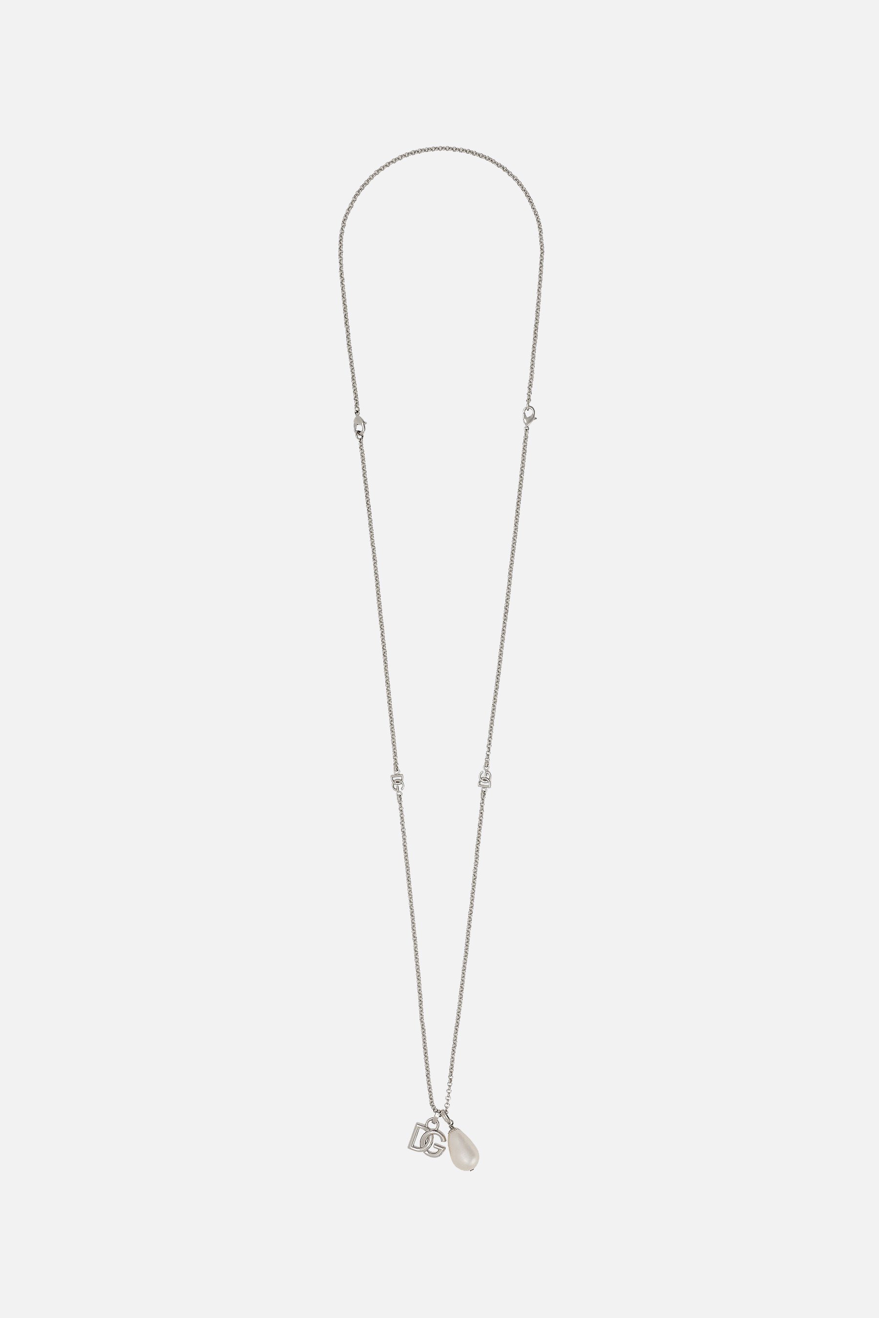 DOLCE & GABBANA collana a catena in ottone con goccia e logo DG