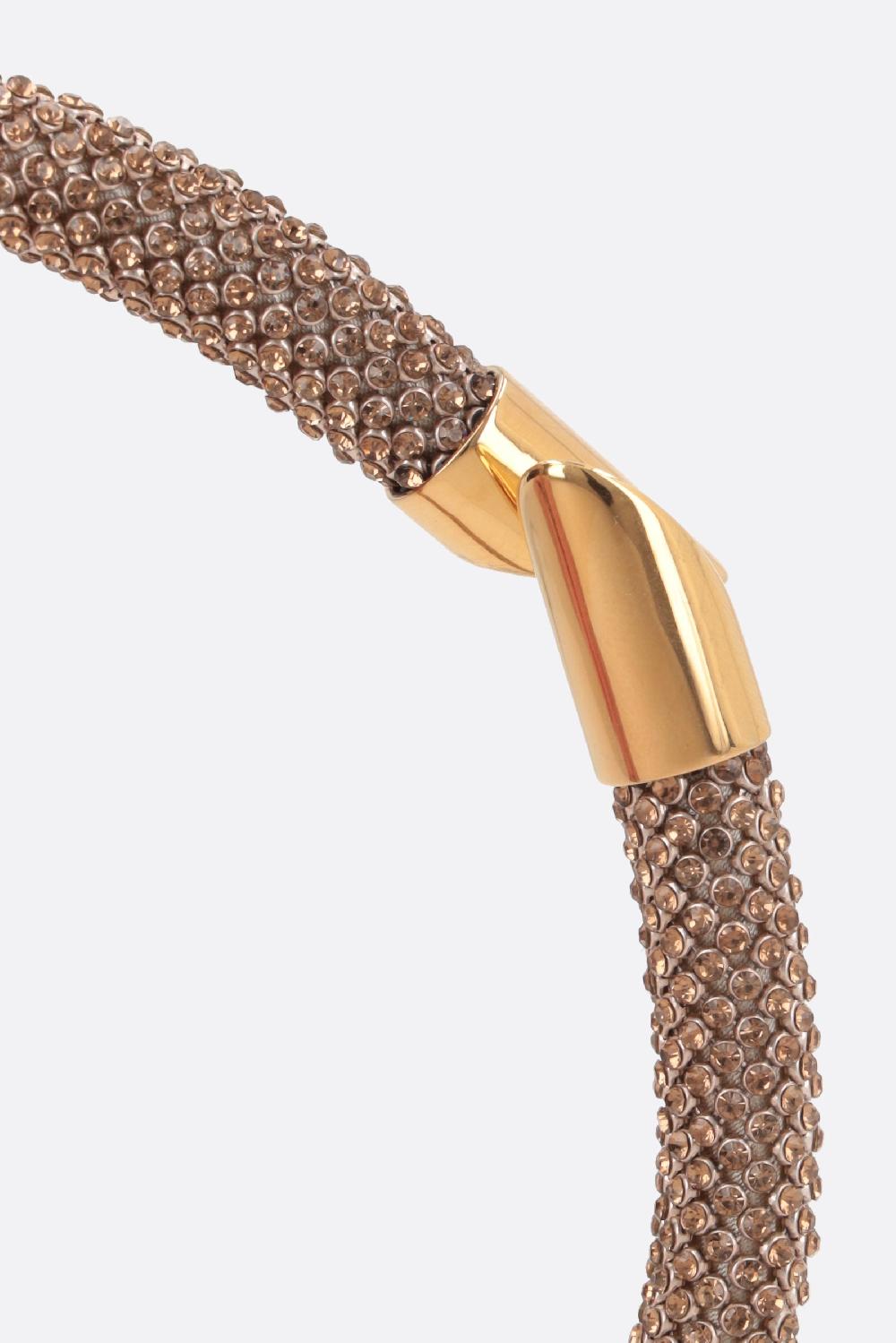 RABANNE Collana Tubolare Pixel In Maglia Metallica Con Cristalli