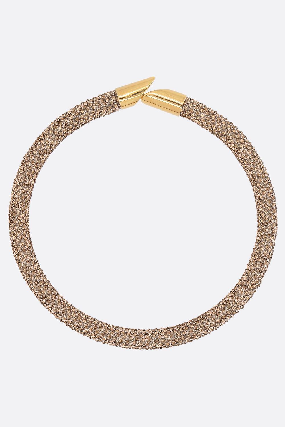 RABANNE collana tubolare Pixel in maglia metallica con cristalli