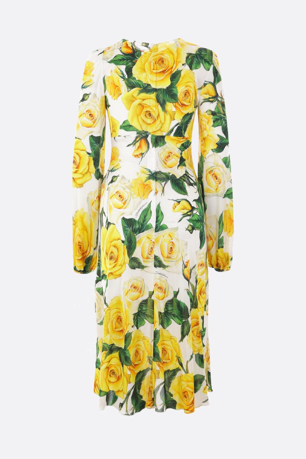 DOLCE & GABBANA Abito In Viscosa Stampa Rose Gialle