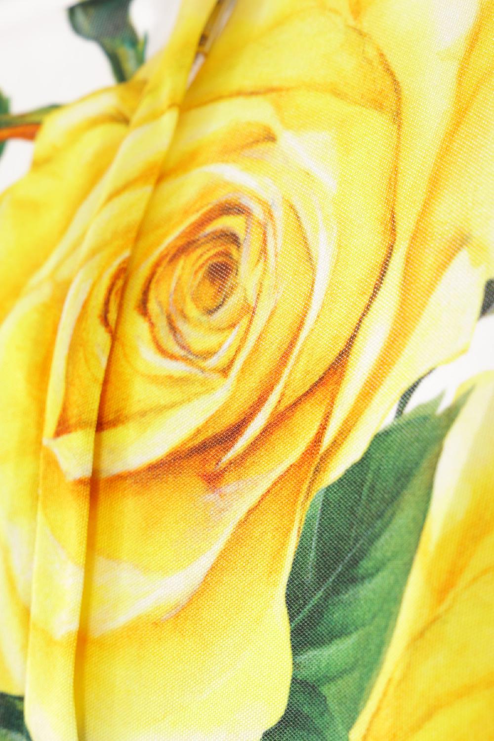 DOLCE & GABBANA Abito In Viscosa Stampa Rose Gialle