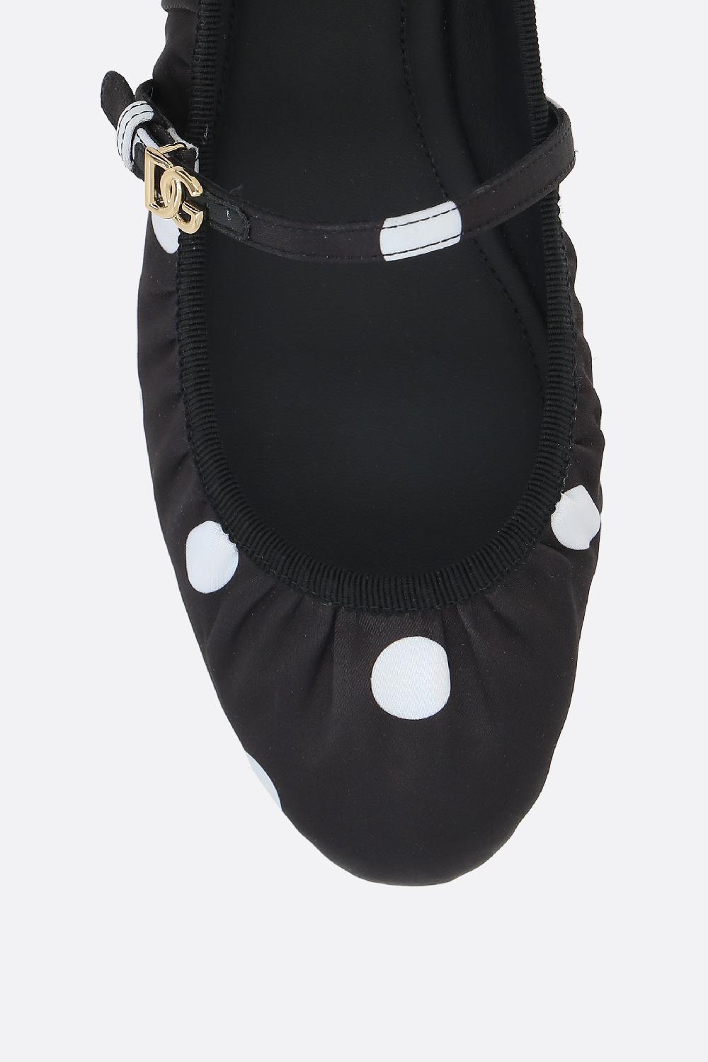 DOLCE & GABBANA Ballerina Odette In Raso Stampa Pois
