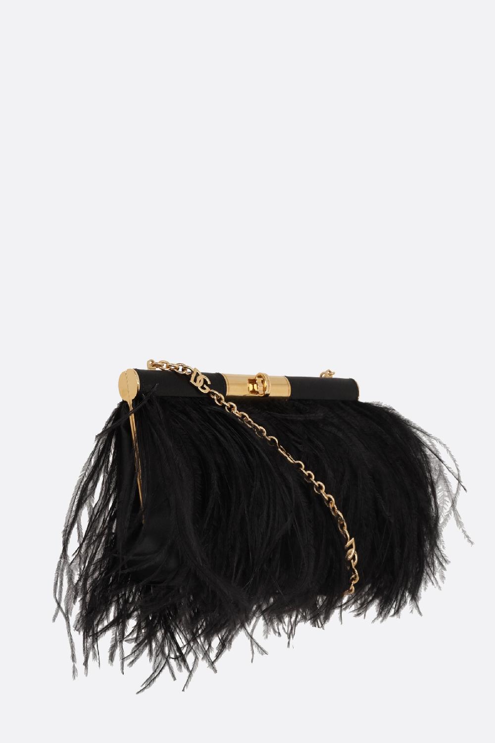 DOLCE & GABBANA Borsa A Spalla In Raso Con Piume