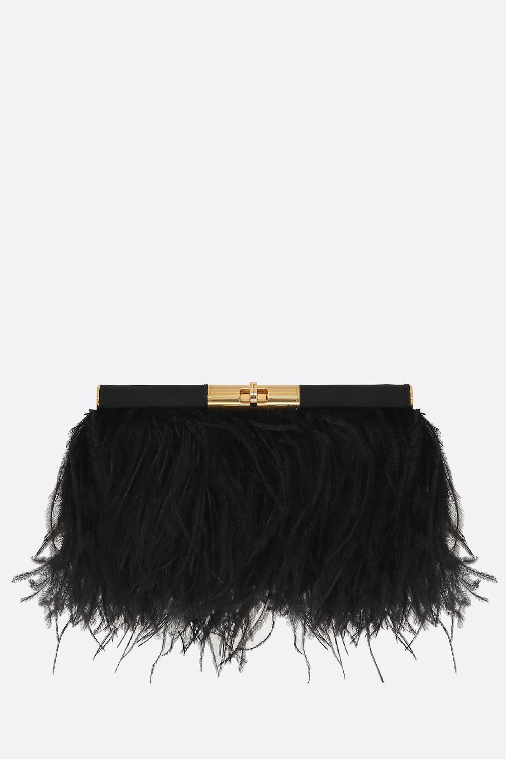 DOLCE & GABBANA borsa a spalla in raso con piume