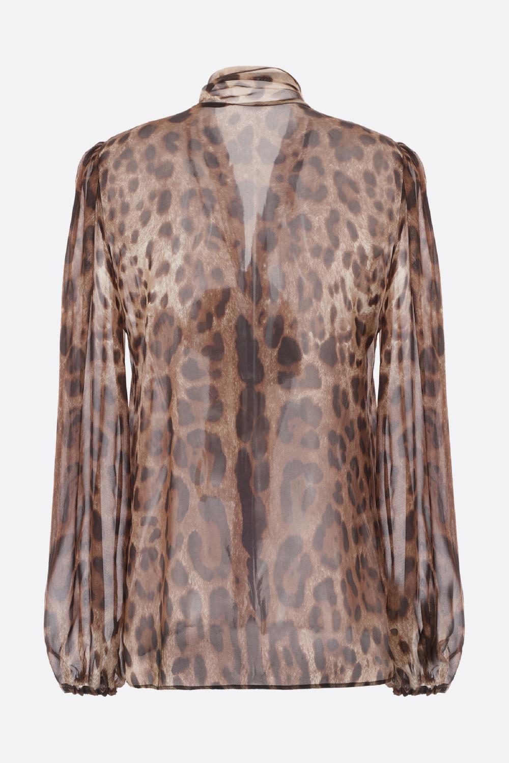 DOLCE & GABBANA Camicia In Chiffon Stampa Leo New
