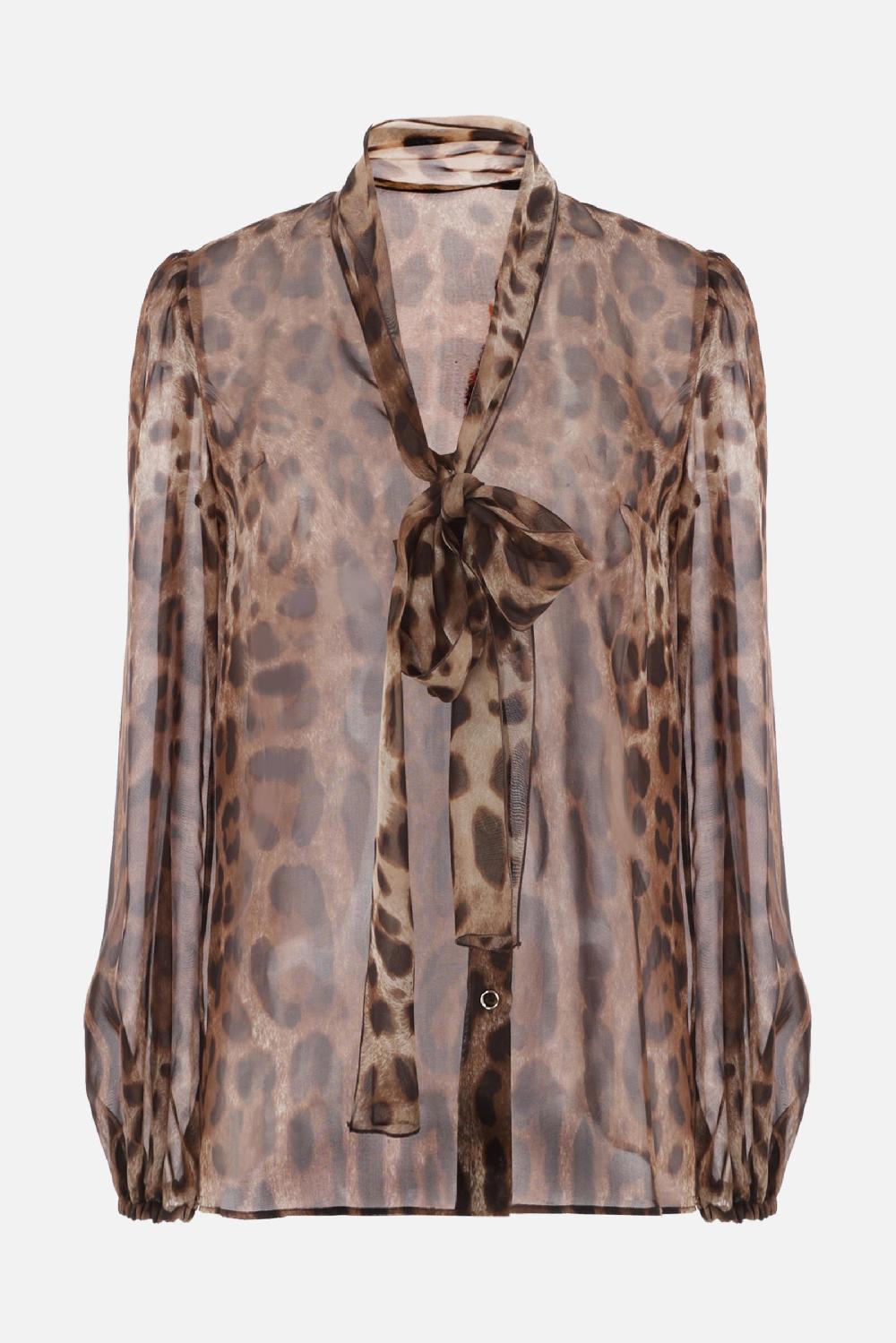 DOLCE & GABBANA camicia in chiffon stampa Leo New