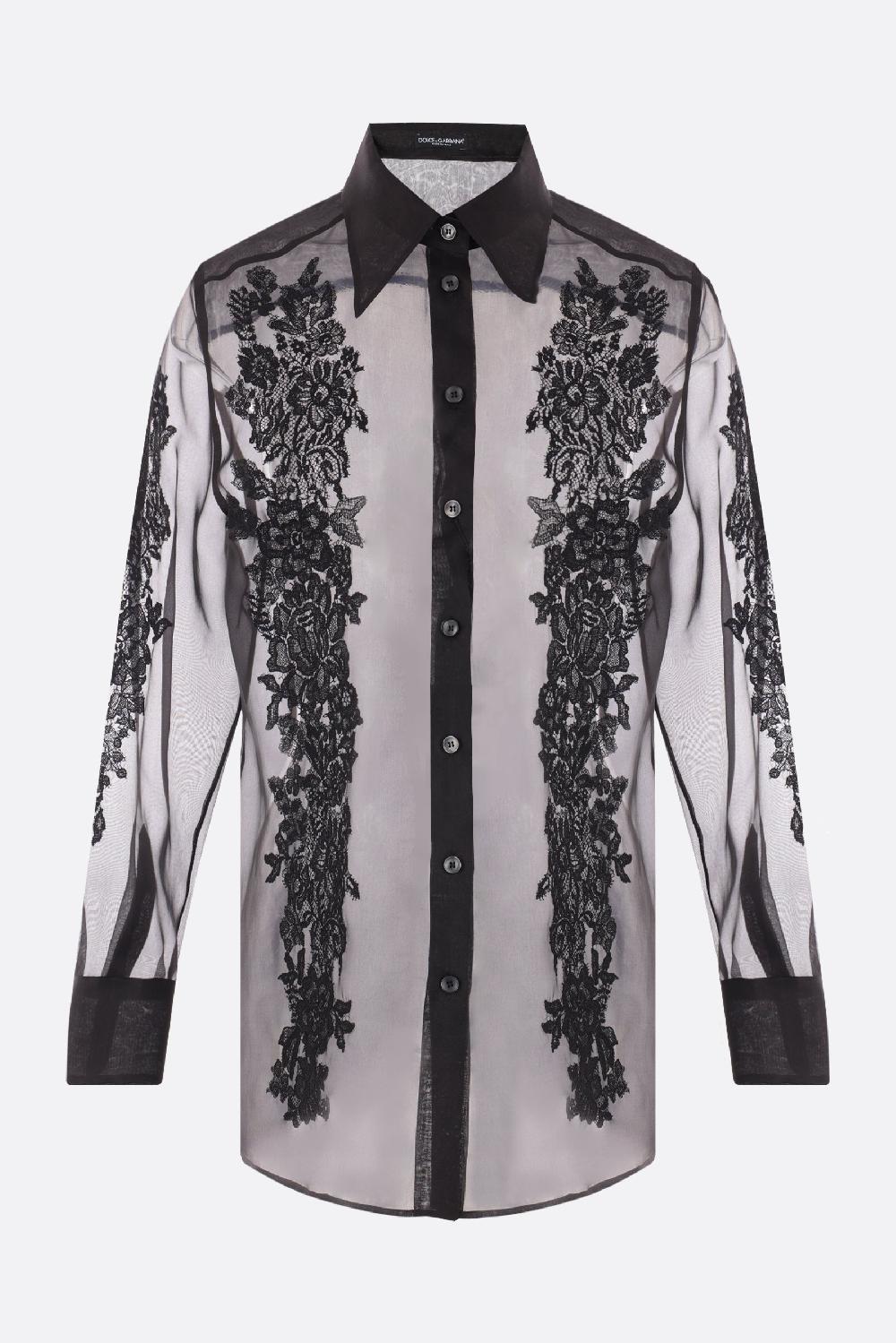 DOLCE & GABBANA camicia in organza con ricami