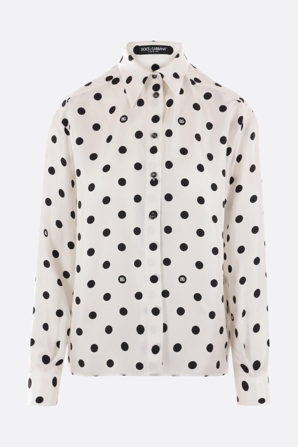 DOLCE & GABBANA camicia in twill stampa pois