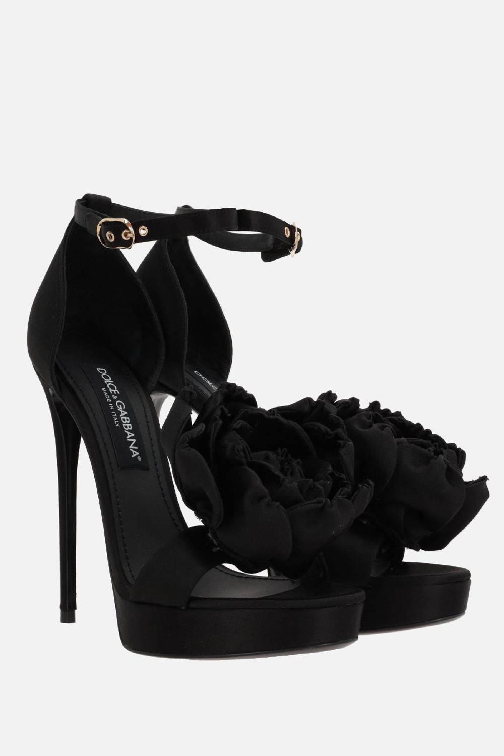 DOLCE & GABBANA Sandalo Platform In Raso Con Fiore