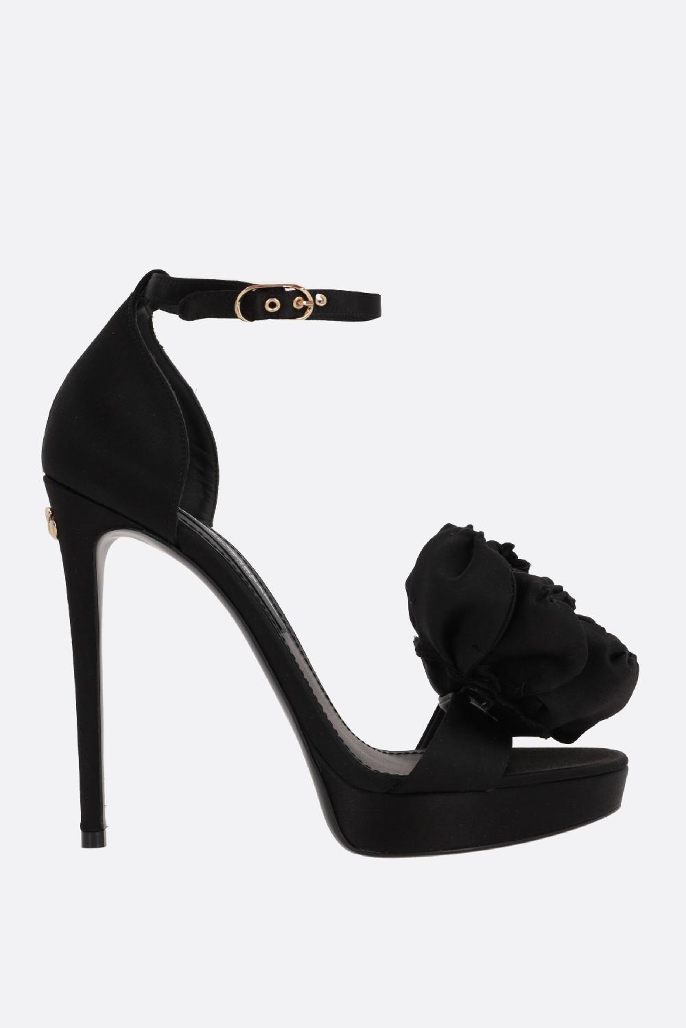 DOLCE & GABBANA sandalo platform in raso con fiore