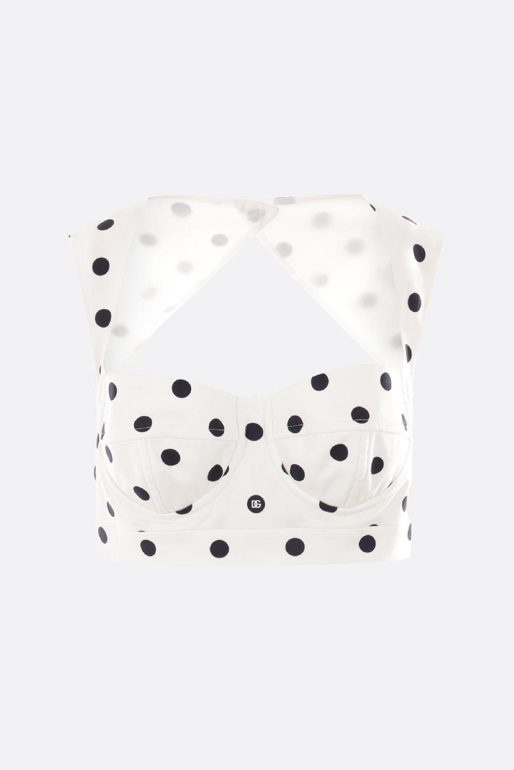 DOLCE & GABBANA top bustier in drill stampa pois