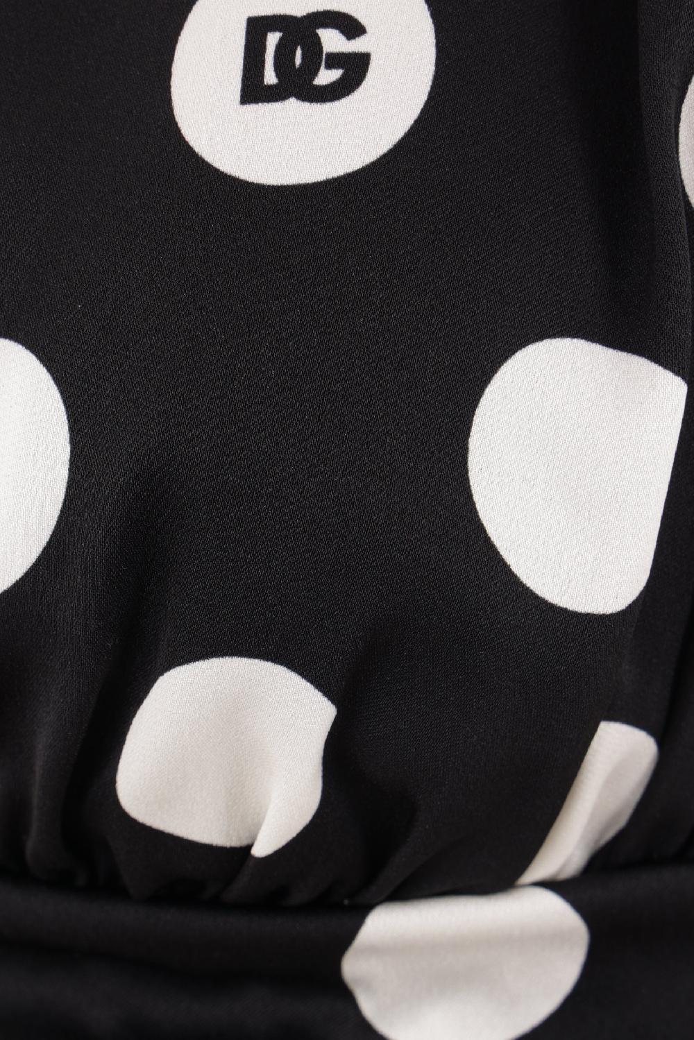 DOLCE & GABBANA Top Cropped In Charmeuse Stampa Pois