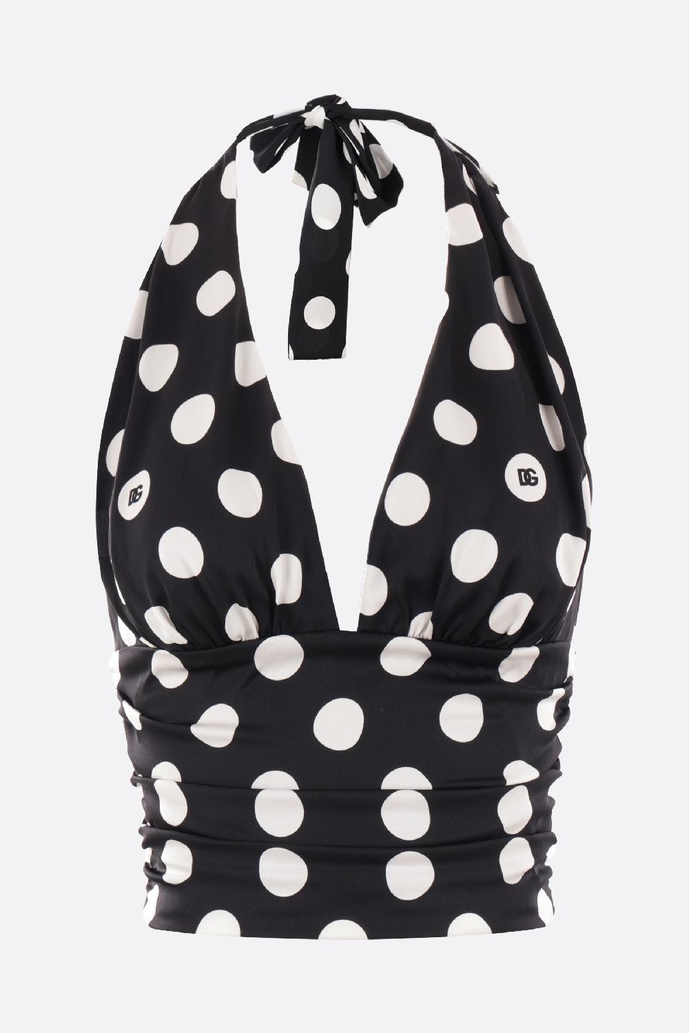 DOLCE & GABBANA top cropped in charmeuse stampa pois