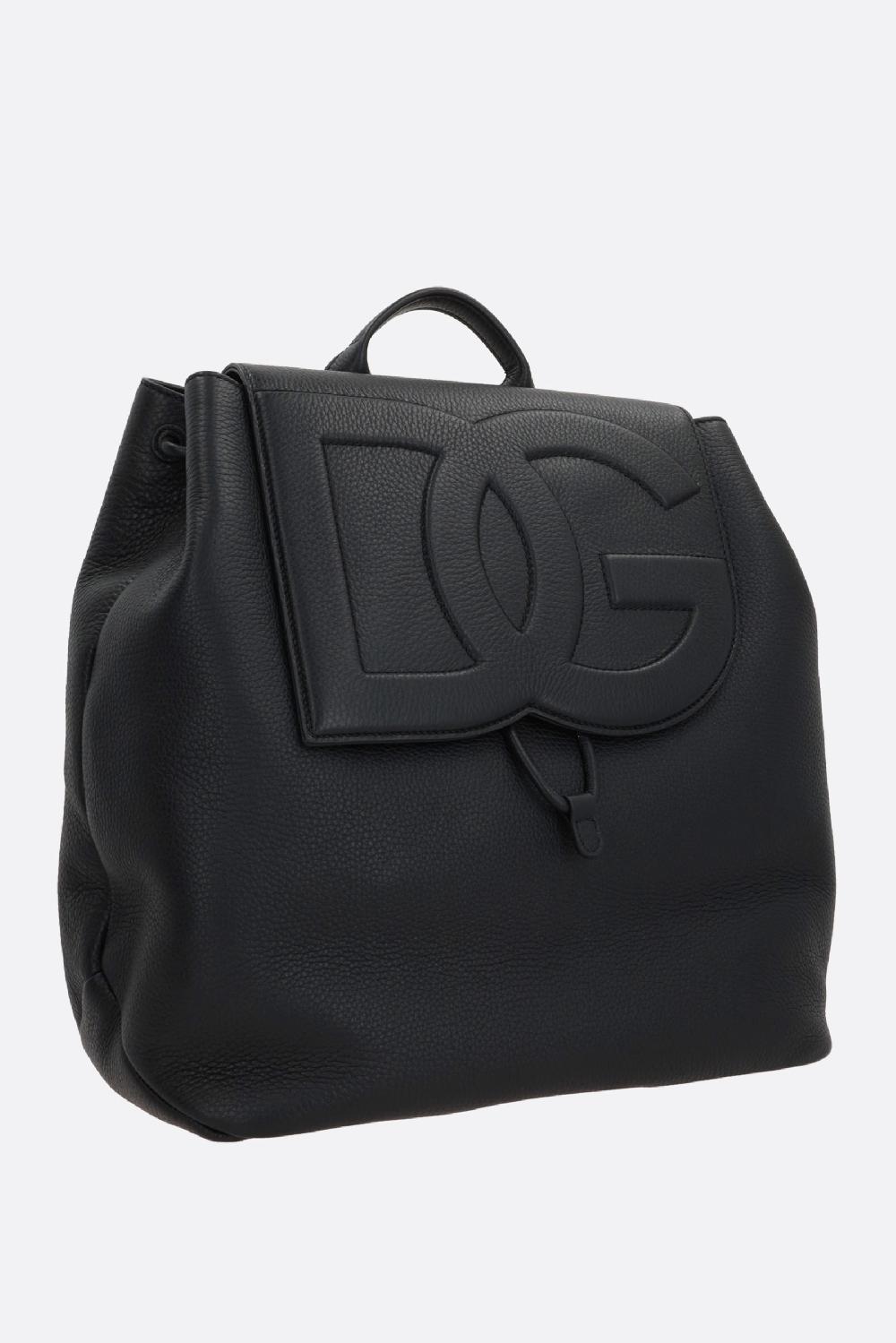 DOLCE & GABBANA Zaino In Pelle Martellata Ricamo DG