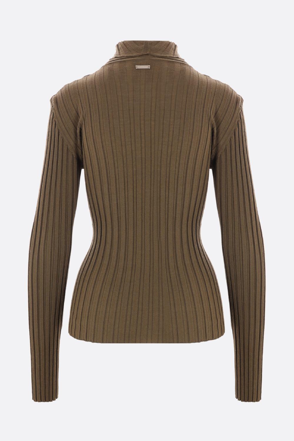 FERRAGAMO Dolcevita A Doppio Strato In Lana A Coste