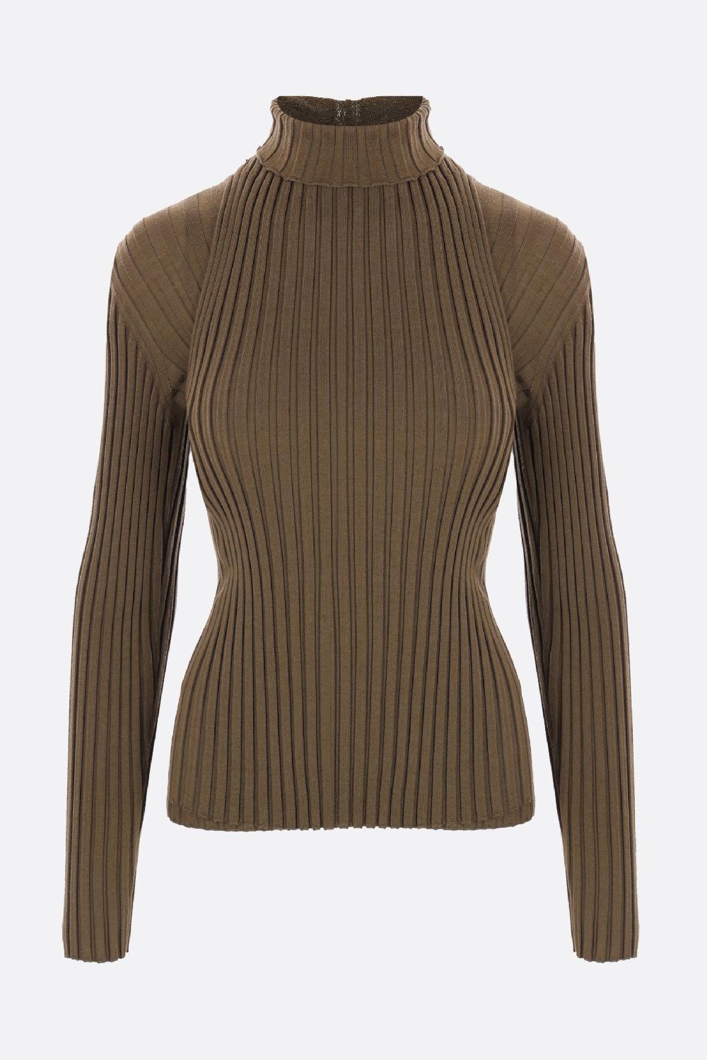 FERRAGAMO dolcevita a doppio strato in lana a coste