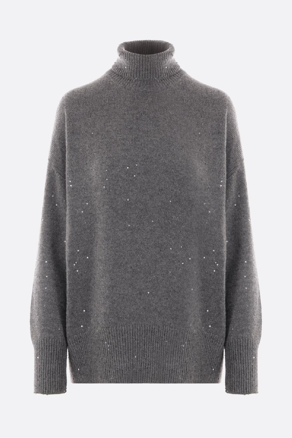 BRUNELLO CUCINELLI dolcevita in cashmere e seta con paillettes