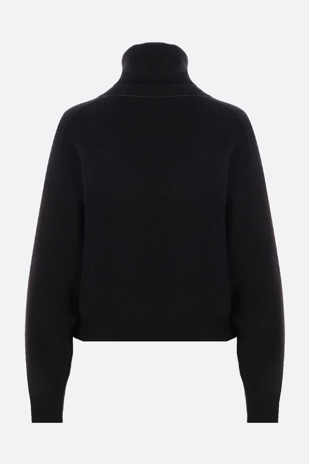 BRUNELLO CUCINELLI Dolcevita In Lana Cashmere E Seta A Costine Con Monile