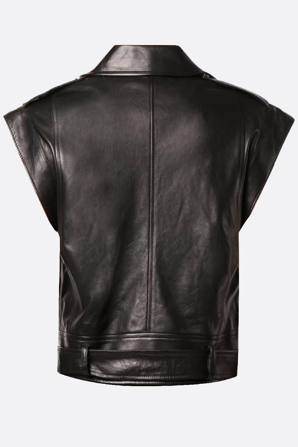 DROME Giubbotto Biker Smanicato In Nappa