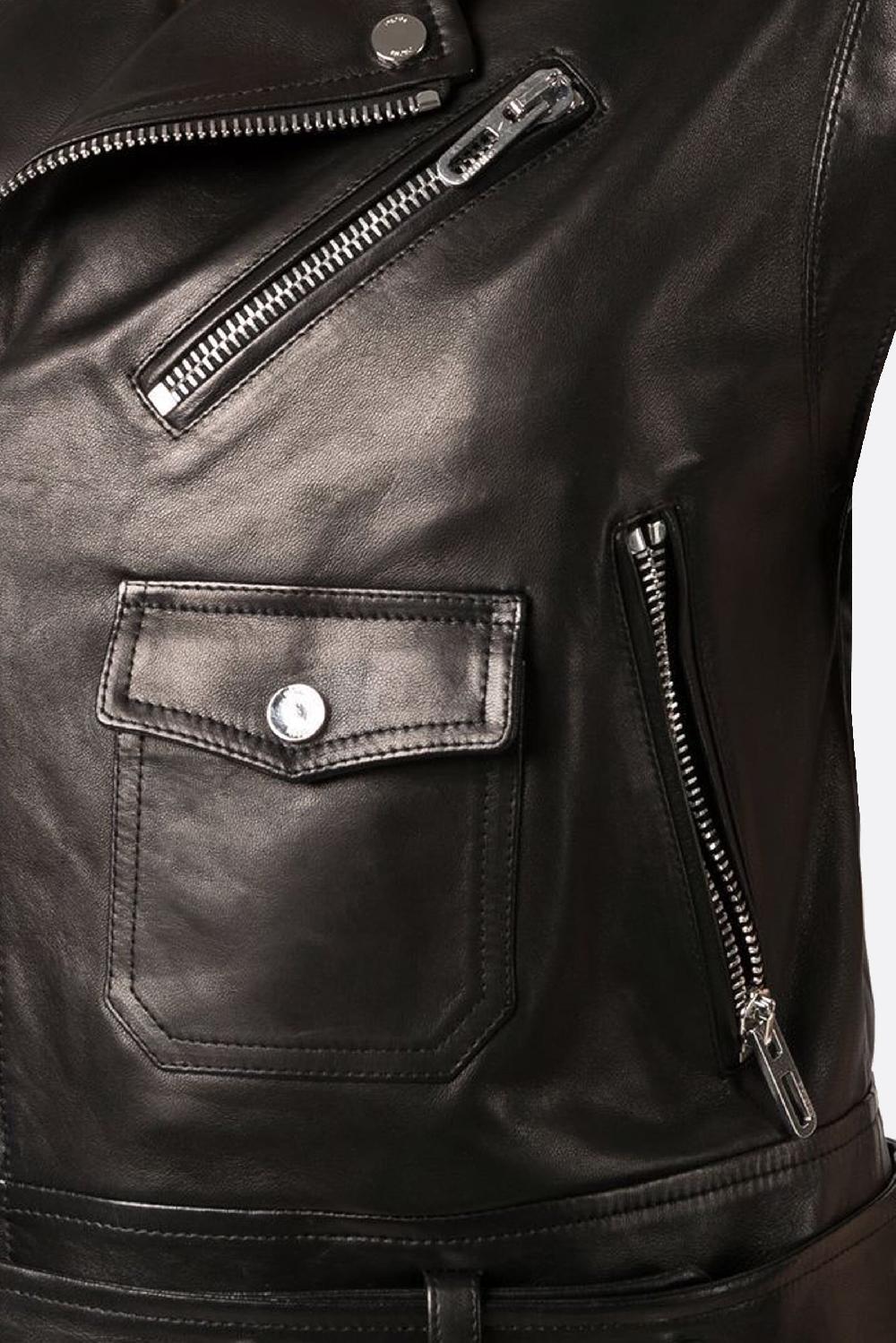 DROME Giubbotto Biker Smanicato In Nappa