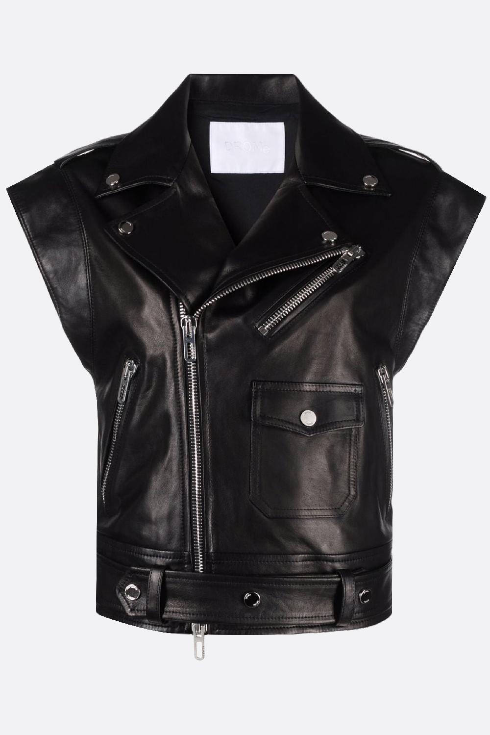 DROME giubbotto biker smanicato in nappa