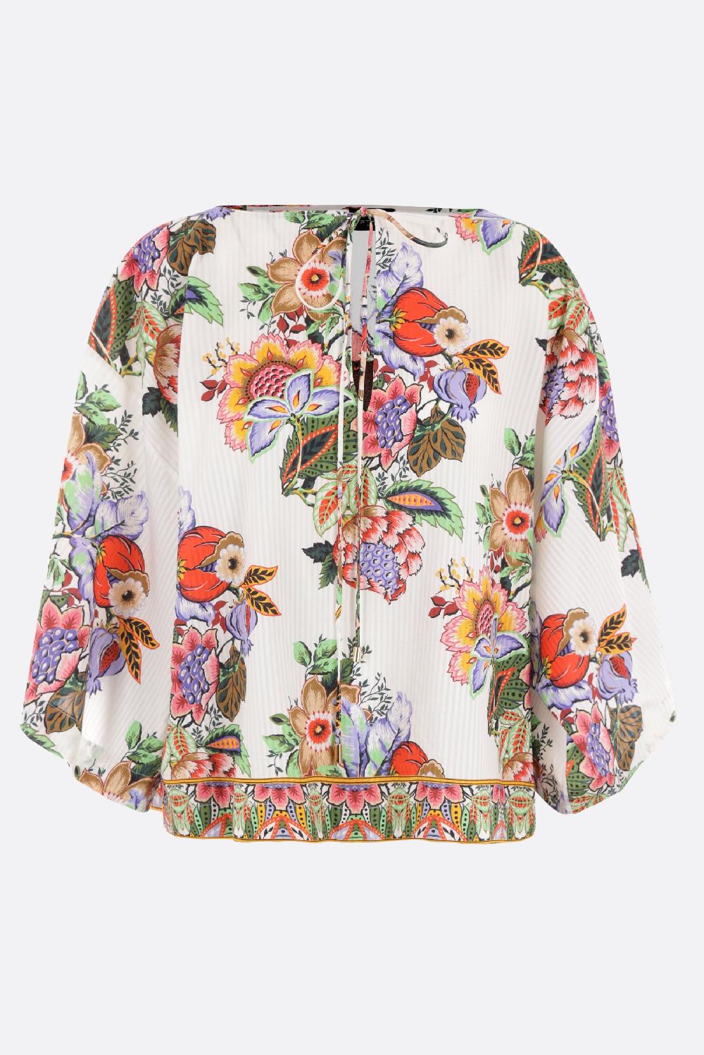 ETRO blusa caftano in cotone e seta jacquard