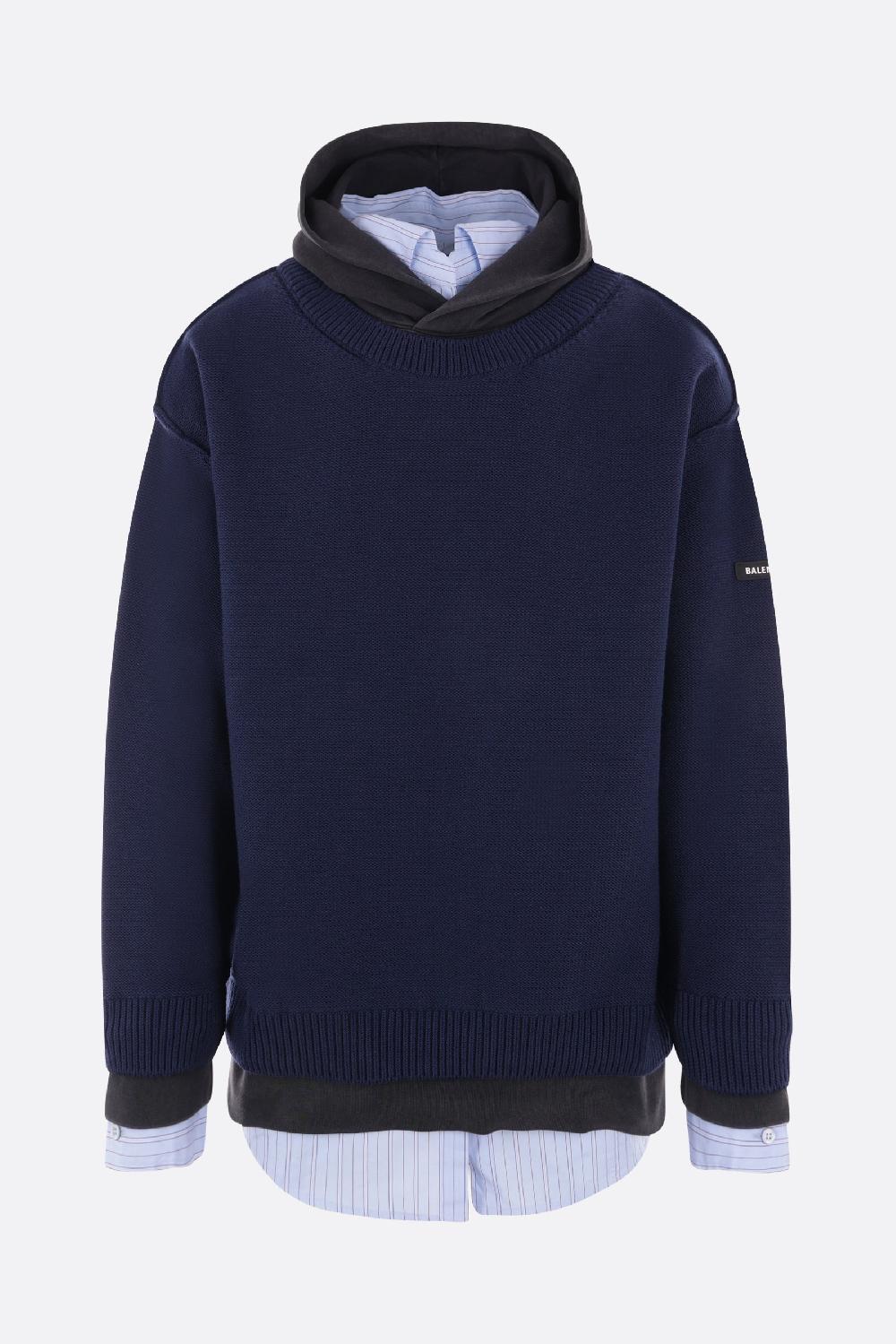 BALENCIAGA felpa a strati trompe-l'oeil in un mix di materiali