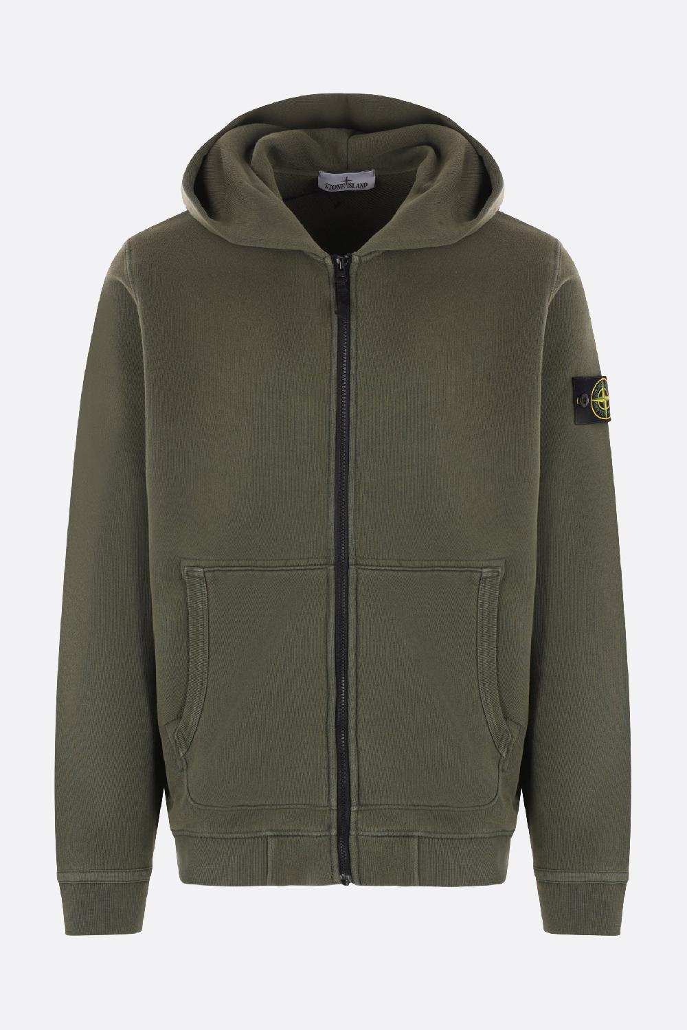 STONE ISLAND felpa full-zip in jersey con badge logo
