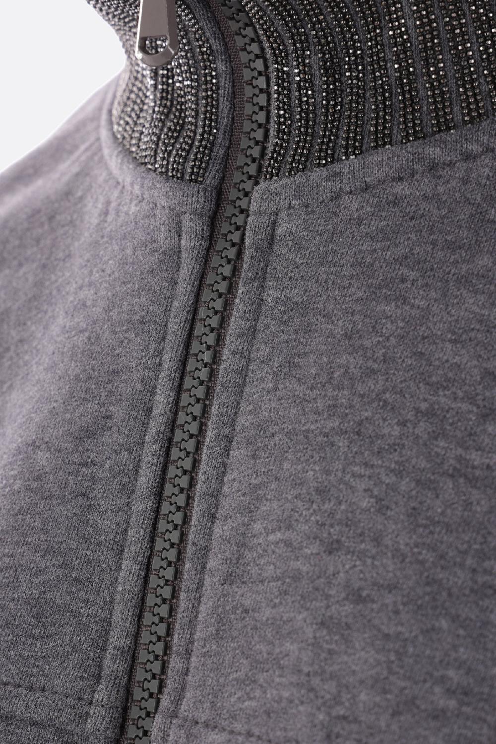 BRUNELLO CUCINELLI Felpa Full Zip In Jersey With Precious Ribbed Collar