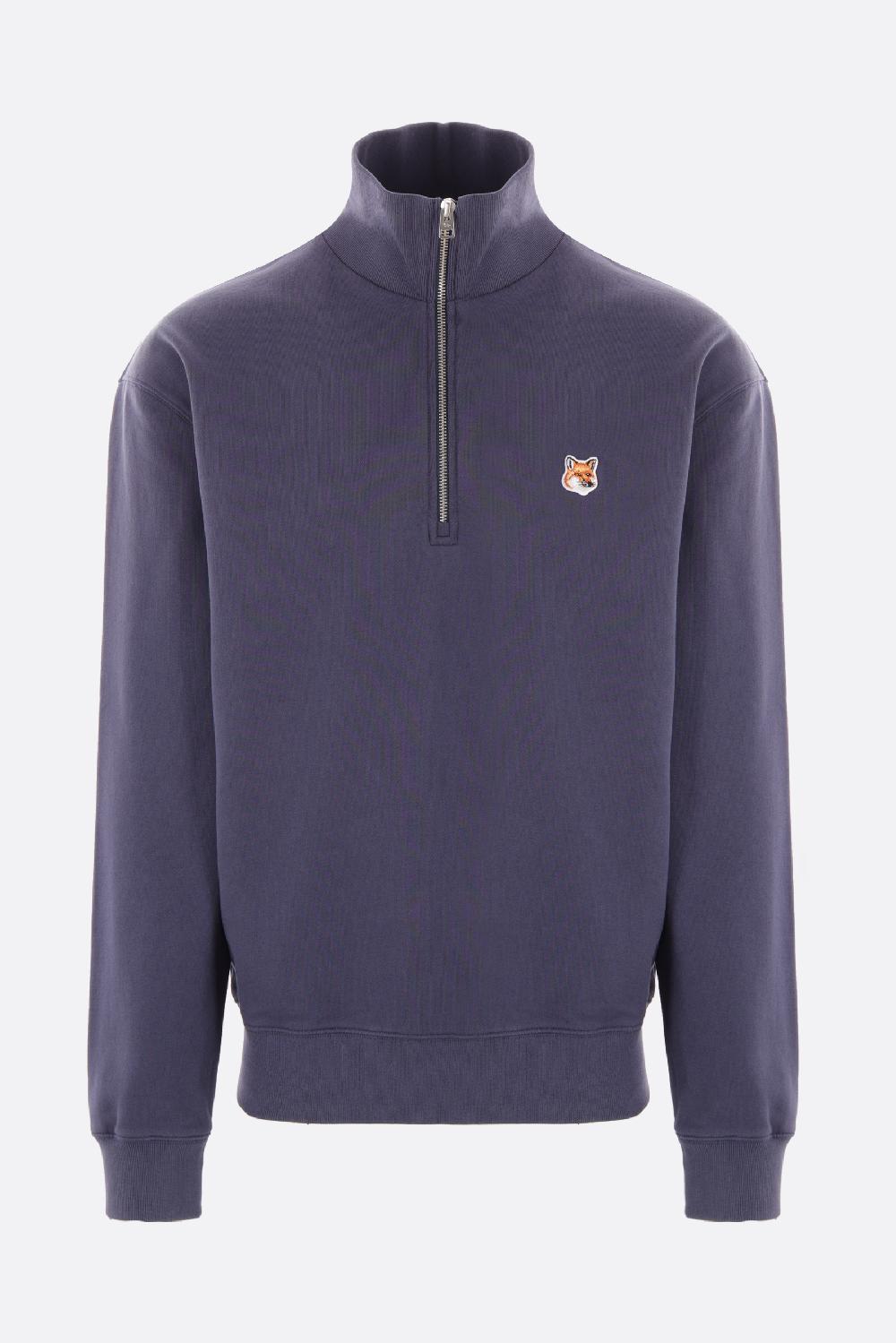 MAISON KITSUNÉ felpa half-zip in jersey patch Fox Head