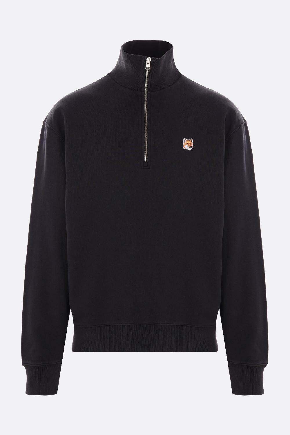 MAISON KITSUNÉ Felpa Half-zip In Jersey Patch Fox Head