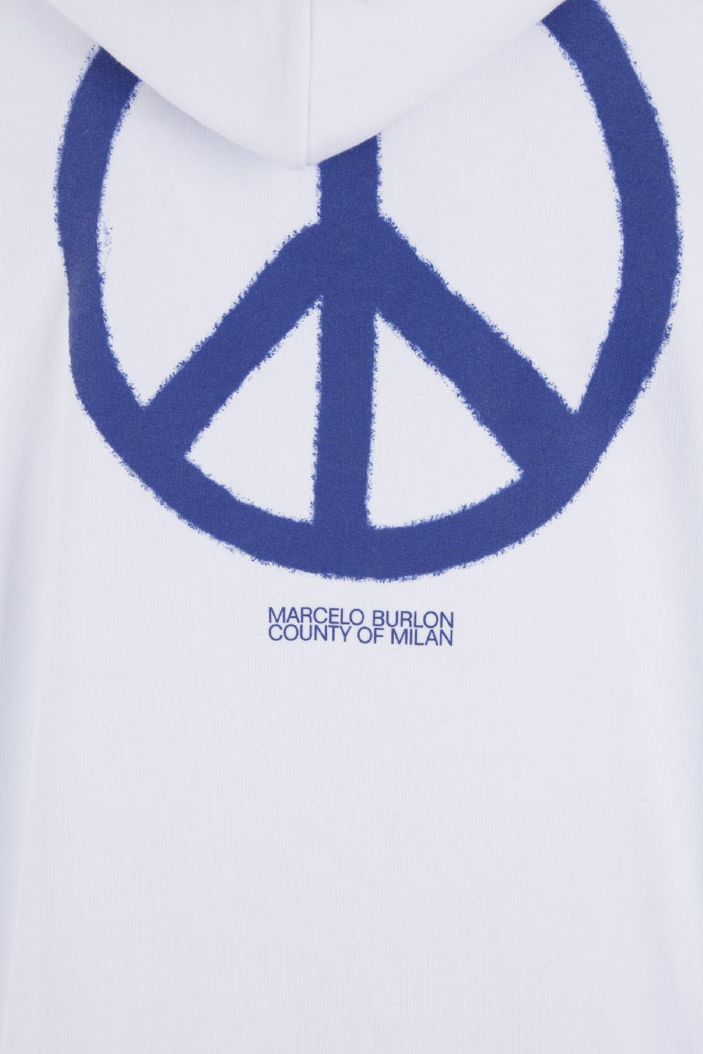 MARCELO BURLON COUNTY OF MILAN Felpa Oversize In Jersey Organico Con Stampa Logo Peace