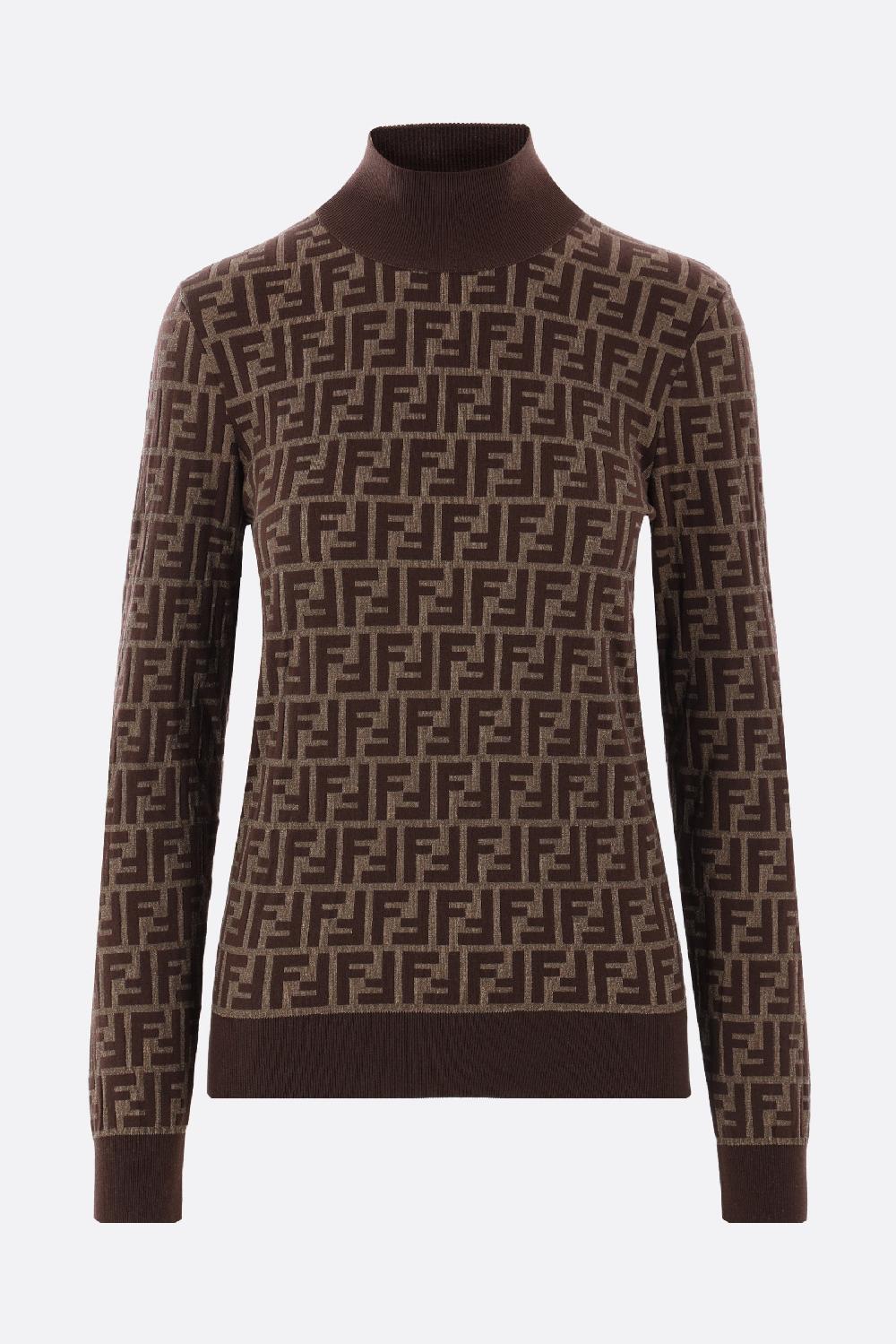 FENDI dolcevita in maglia di cotone FF