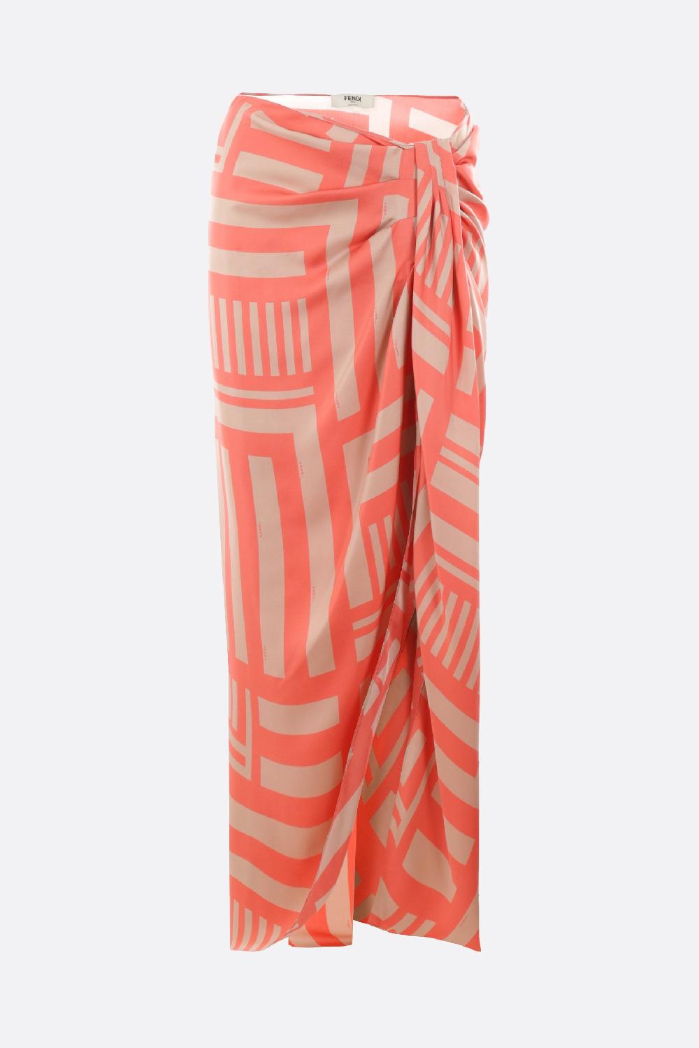 FENDI gonna midi Fendi Labyrint in seta