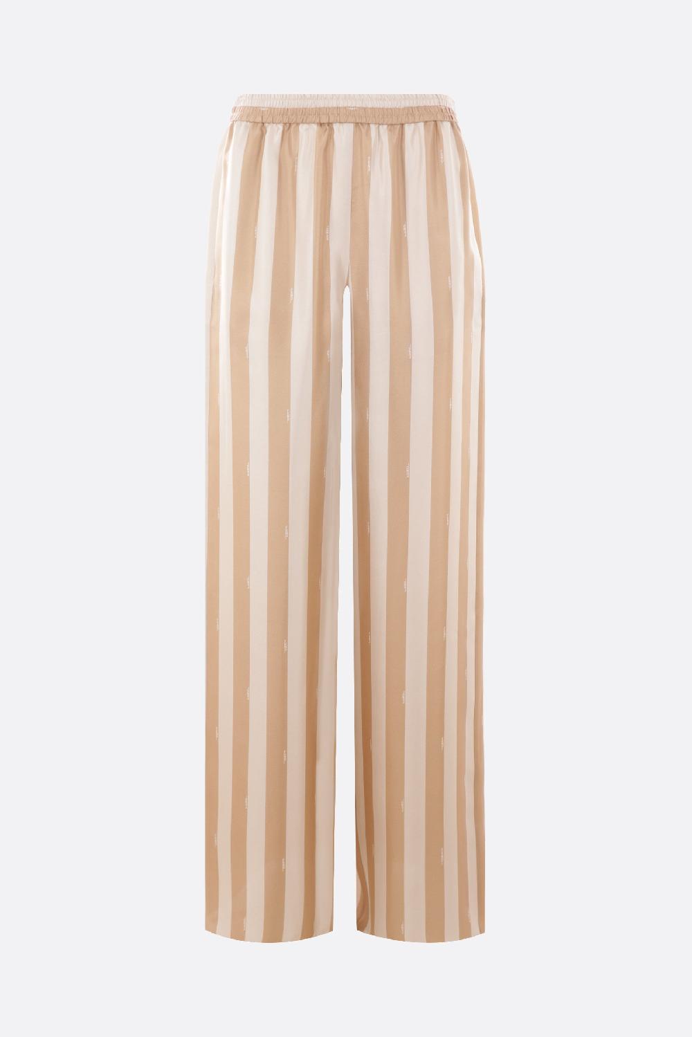 FENDI pantalone a gamba ampia in seta Pequin