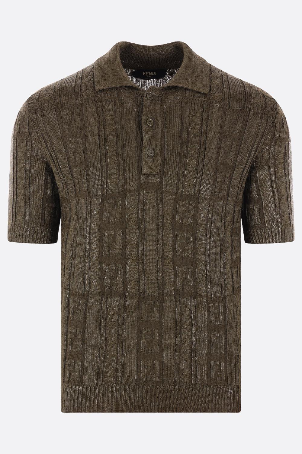FENDI polo in maglia di misto lana FF